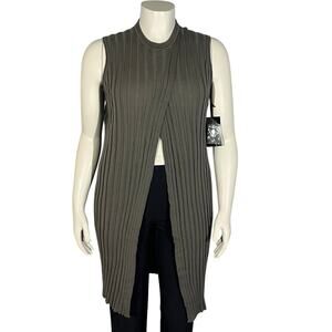 NWT Worth New York Brown Wool Ribbed Long Tunic Sweater Size Medium